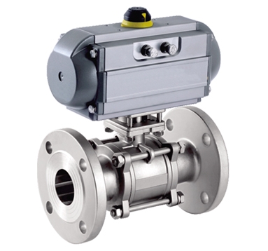 Three-piece pneumatic ball valve